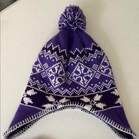 Purple Bonnet Snowflake Winter Bohemian Whimsical Beanie Hat Bohemian Cozy - Picture 5 of 10